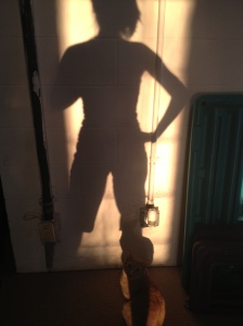 My shadow during the workout... with my cat watching! 