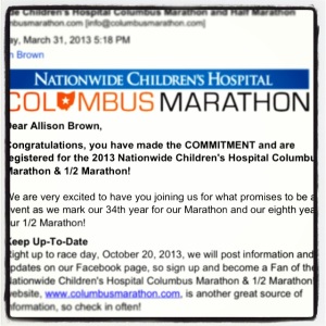 My confirmation e-mail for the half marathon! I'm so excited! 